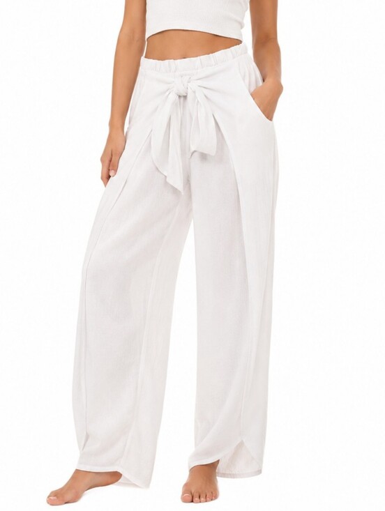 Serra Other - Serra White Tie-Waist Wide Leg Swim Harem Coverup Gauze Pants XL